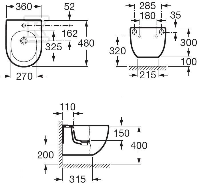 MERIDIAN Wall-hung bidet Compacto 48 cm - A357246000