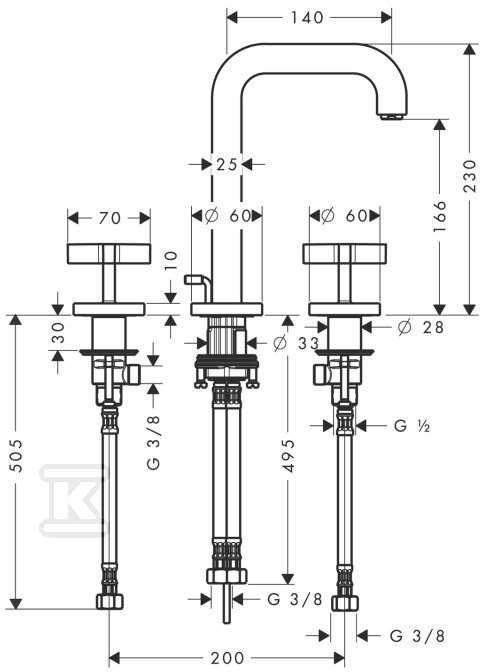 Bateria umywalkowa Hansgrohe Axor - 39133000