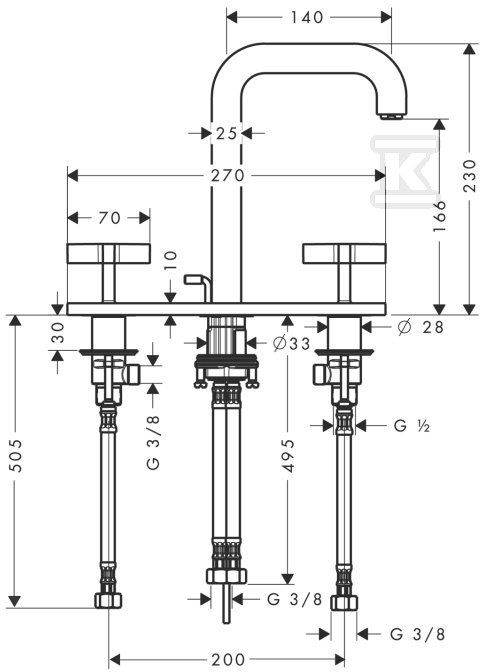 Bateria umywalkowa Hansgrohe Axor - 39134000