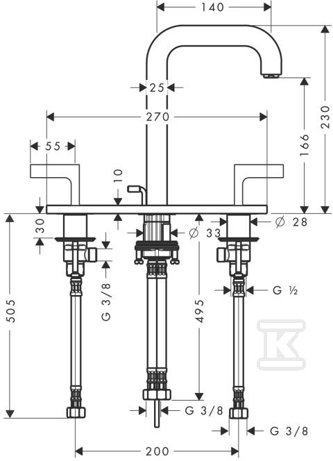 Bateria umywalkowa Hansgrohe Axor - 39136000