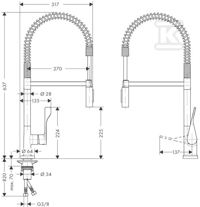 Bateria zlewozmywakowa Hansgrohe Axor - 39840800