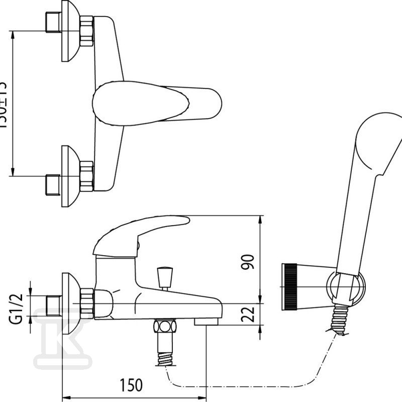 Bateria wannowa Galeo ścienna - 2441040