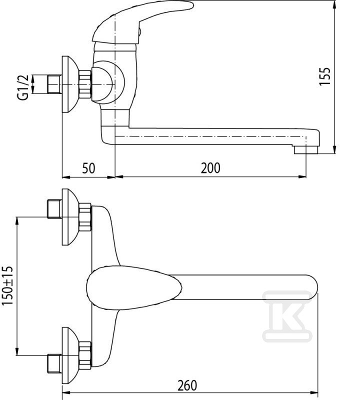 GALEO kitchen wall-mounted mixer, - 2441030