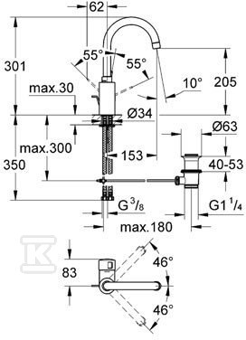 Bateria umywalkowa 1-otworowa Eurosmart - 32830000