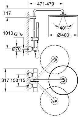 Rainshower System 400 - shower system - 27174001