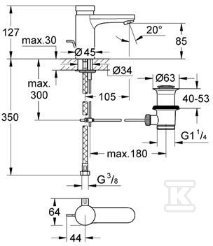 Bateria umywalkowa Grohe Eurosmart - 36318000