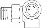 Zawór termostatyczny typoszeregu AQ, DN15, kolanowo-kątowy, prawostronny, z funkcją automatycznego równoważenia, z nastawą wstępną