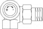 Zawór termostatyczny typu AV9 DN10 - 3/8, kolanowo-kątowy lewostronny, z nastawą wstępną