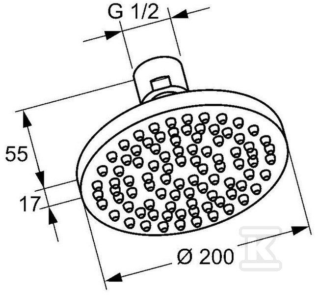 A-QA sprchová hlavica DN 15, 200 mm, - 6651005-00