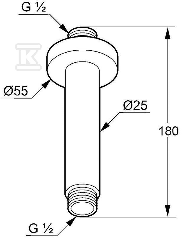 Tuš plafonska ručica DN 15 A-KA za tuš - 6651505-00