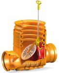 Pass-through unit 315x160 with a backwater valve for a DN 315mm corrugated rising pipe (outer diameter of the 355mm pipe)