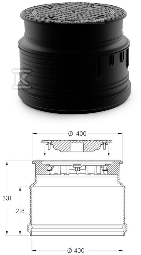 Capac telescopic din polipropilenă, - PS400