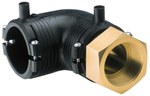 Kolano elektrooporowe 90ST./przejście PE-mosiądz z gwintem wewnętrznym GW, d63x1 1/4" PE100, SDR11, PN10 gaz/PN16 woda