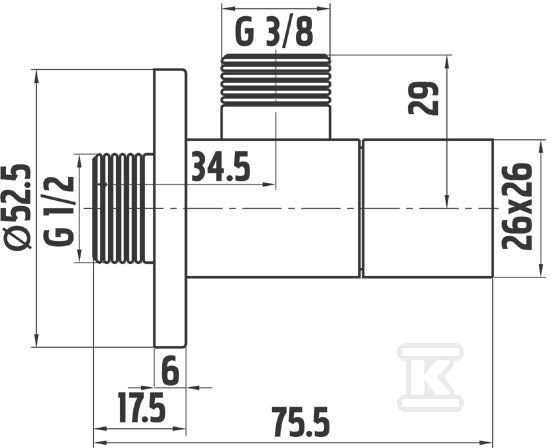 Zawór kątowy Quadro podłączeniowy G1 / - Z293