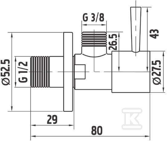 Zawór kątowy Rotondo podłączeniowy G1 / - Z295