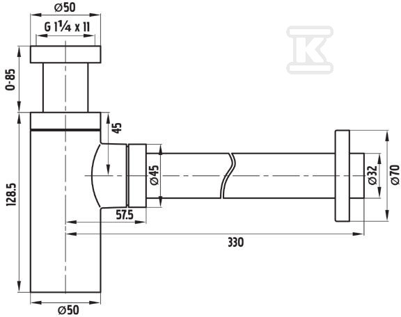 ROTONDO brass siphon G5/4, chrome - S282