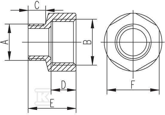 Redukcja 1"x1/2" nakrętno-wkrętna żółta - RN04Z