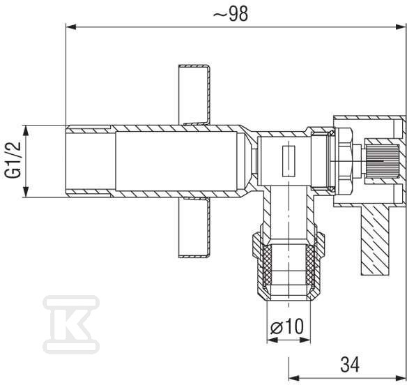 Angle valve with ceramic head 1/2" x - Z1212C