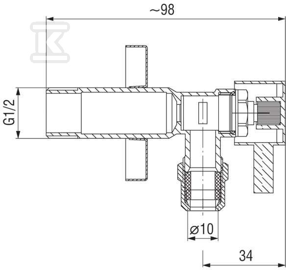 Rohový ventil s keramickou hlavou 1/2" - Z1234C