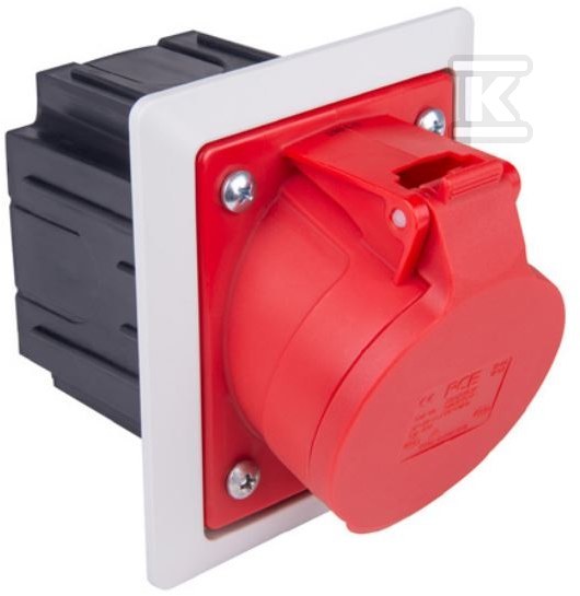 Red slanted panel socket 16A 4P with a - 414-6PKR