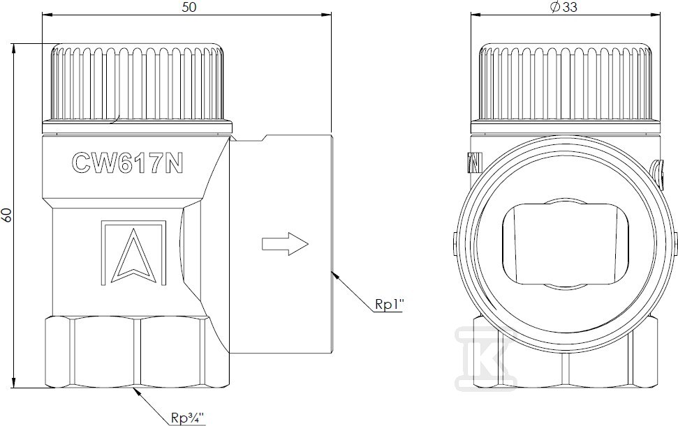 Sigurnosni ventil MS 3/4"x1", 1,5 bara - 42360