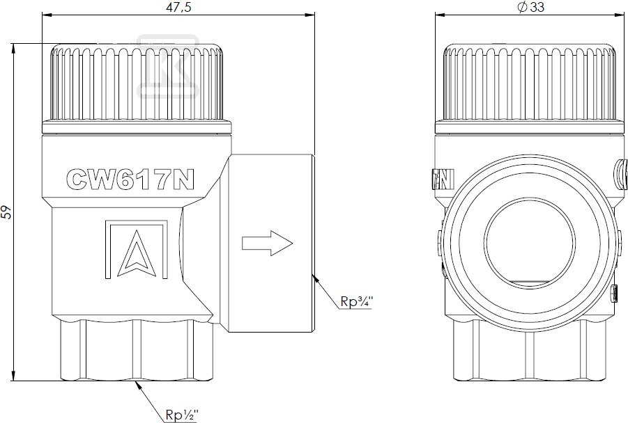 Poistný ventil MS 1/2"x3/4" 2 bar pre - 42375