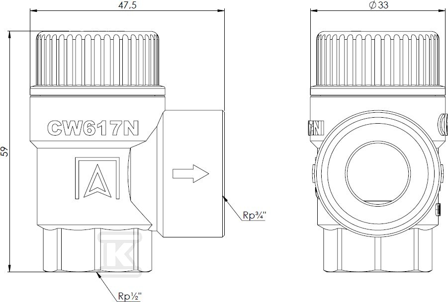 Poistný ventil MS 1/2"x3/4" 1,5 bar pre - 42376