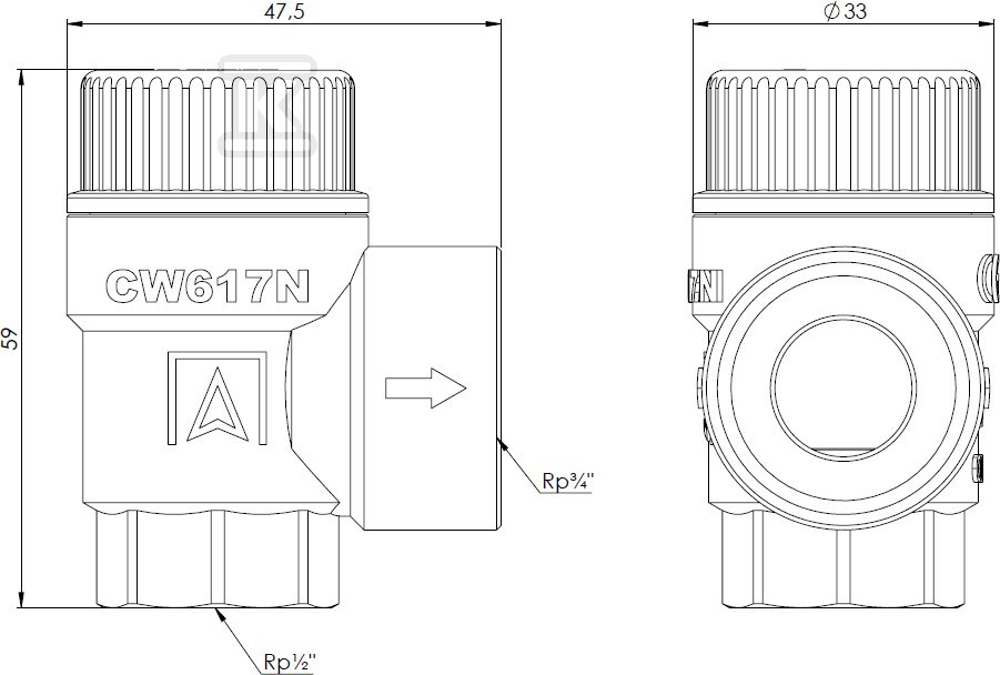 Poistný ventil MS 1/2"x3/4" 2,5 bar pre - 42385