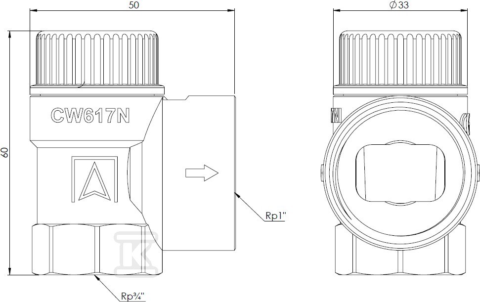 Sigurnosni ventil MS 3/4" k1", 2,5 bara - 42386