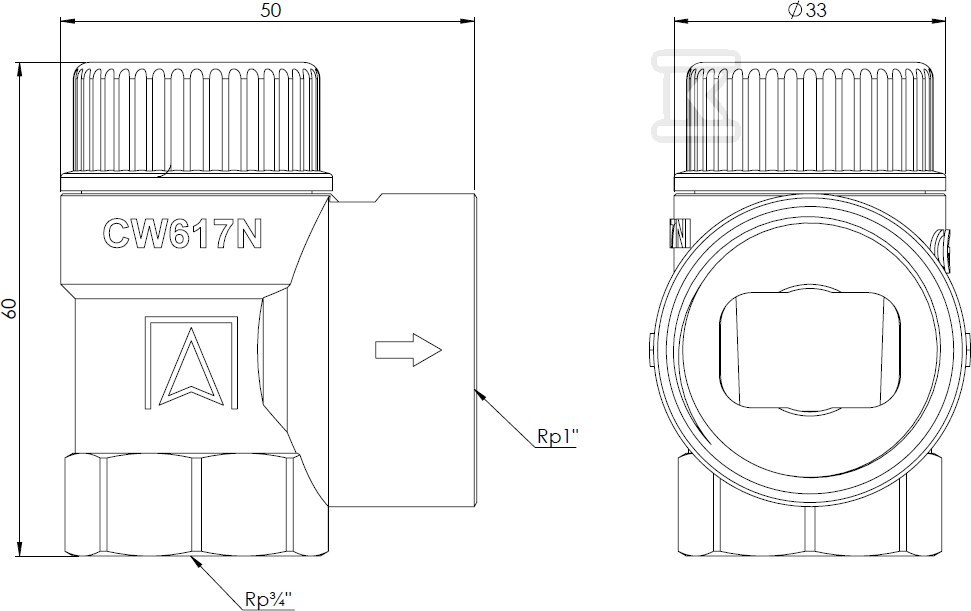 Sigurnosni ventil MS 3/4" k1", 3 bara - 42391