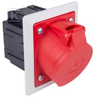 Red angled surface-mounted socket 32A - 424-6PKR