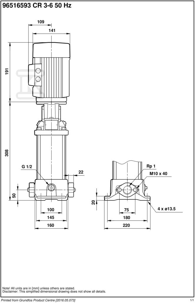 Vertical multistage centrifugal pump CR - 96516593