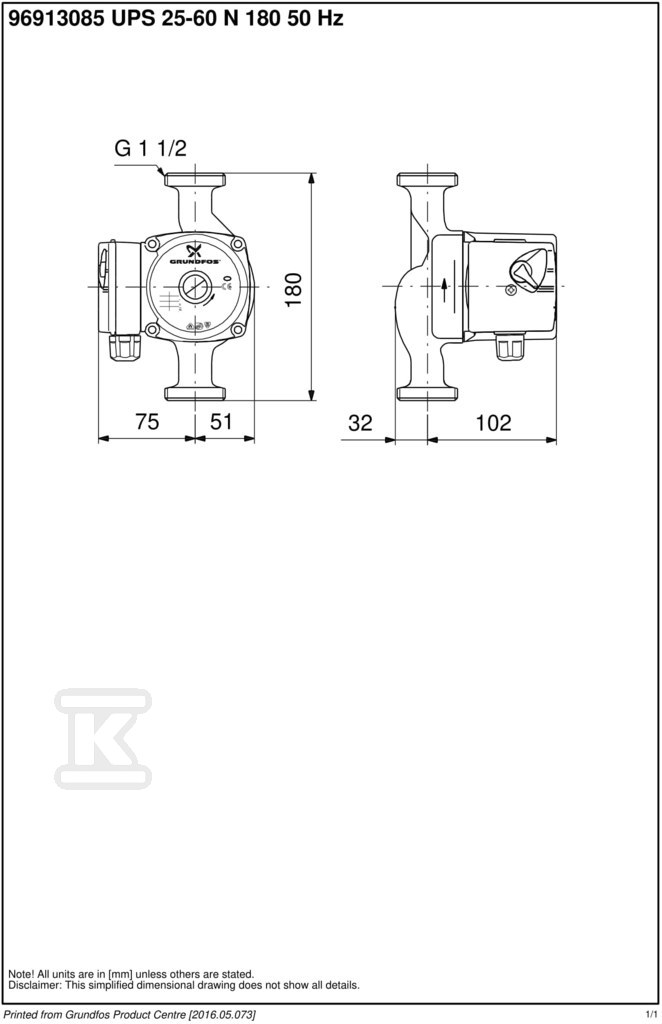 Oběhové čerpadlo UPS25-60 N 180 1x230V - 96913085