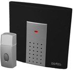 Battery-operated wireless doorbell with hermetic button, range 100m, Sattino ST-230, black and silver