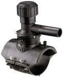 Obejma do nawiercania elektrooporowa, d400x63 PE100, SDR11, PN10 gaz/PN16 woda, z obrotowym (360 stopni) odejściem, do nawiercania rur SDR11