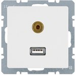 Gniazdo USB/3.5 mm audio biały, aksamit, Q.X