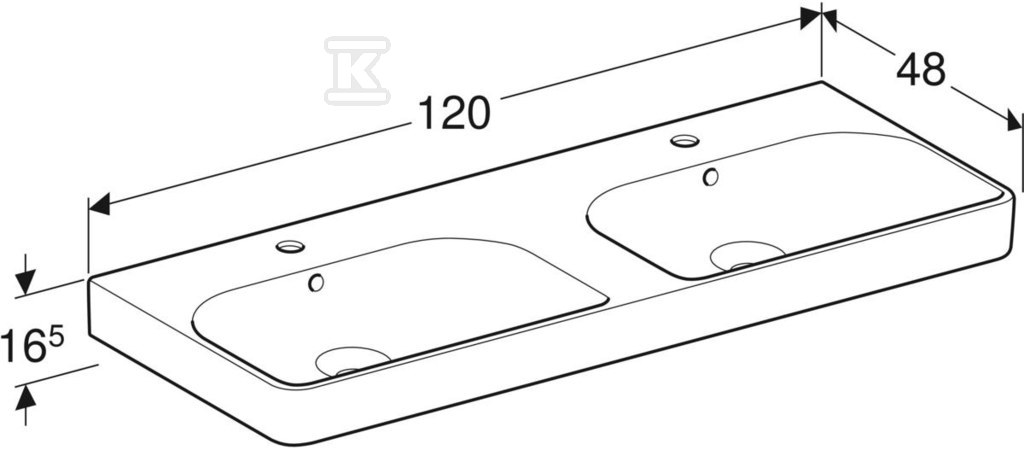 Smyle Square Umywalka podwójna, B120cm, - 500.223.01.1