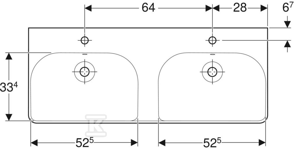 Smyle Square Umywalka podwójna, B120cm, - 500.223.01.1