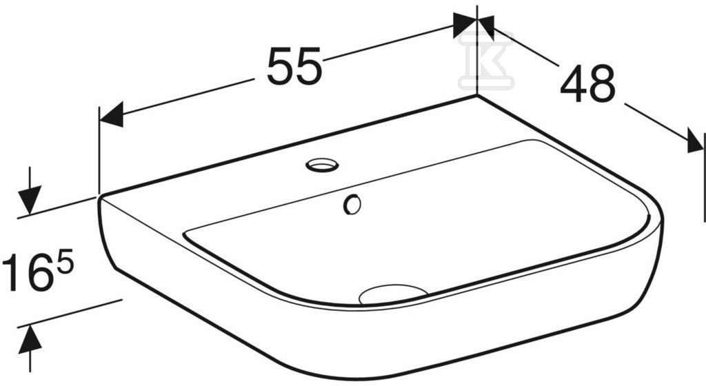 Smyle umyvadlo, B55 cm, V16,5 cm, T48 - 500.227.01.8