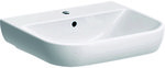 Smyle washbasin, B55 cm, H16.5 cm, T48 cm, with overflow, with tap hole, KeraTect