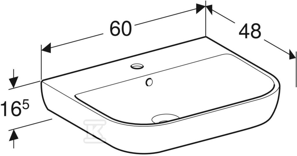 Lavoar Smyle, L60 cm, H16,5 cm, T48 cm, - 500.228.01.1