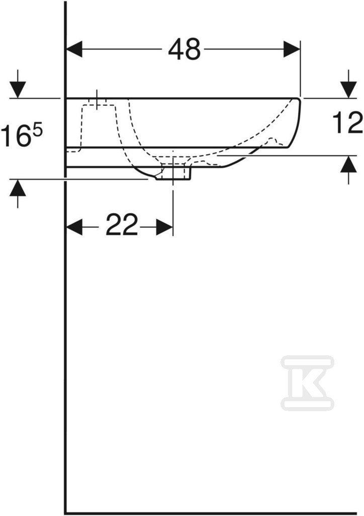 Smyle umyvadlo, B60 cm, V16,5 cm, T48 - 500.228.01.8