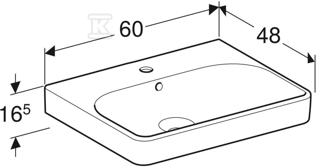 Smyle Square mosdó, B60cm, H16,5cm, - 500.229.01.1