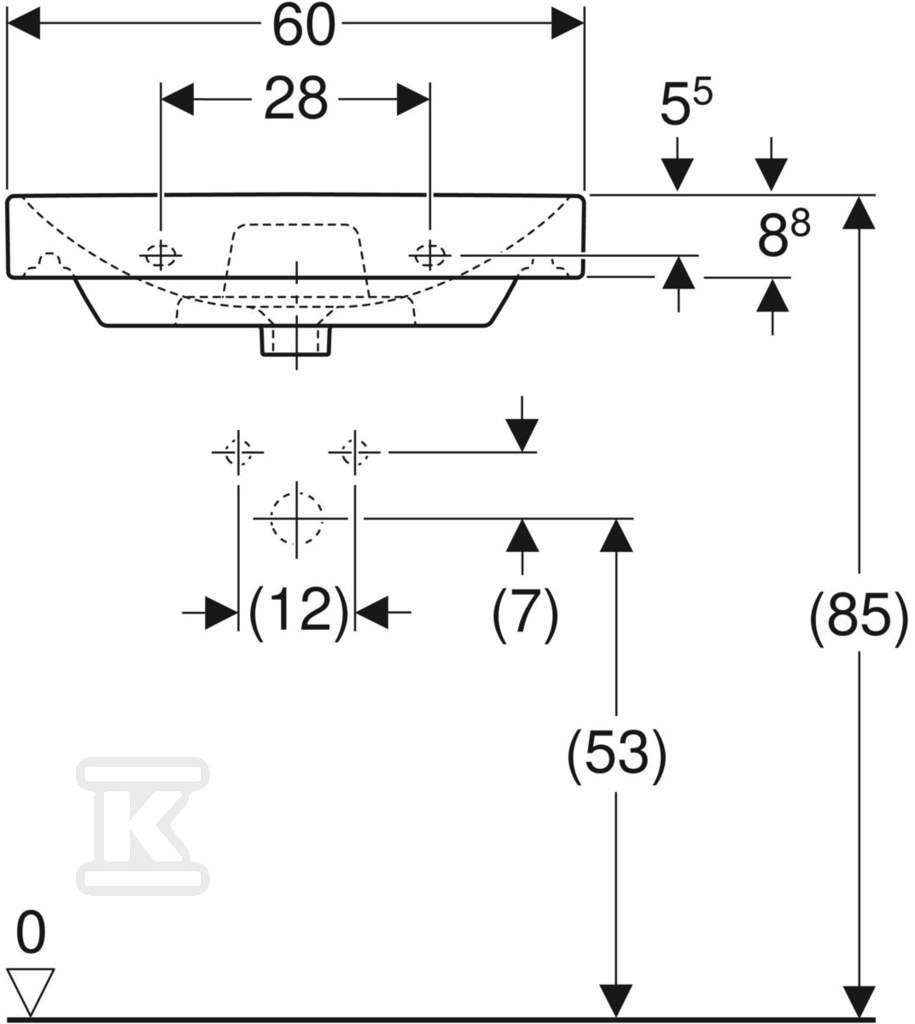 Smyle Square Umywalka, B60cm, H16.5cm, - 500.229.01.1