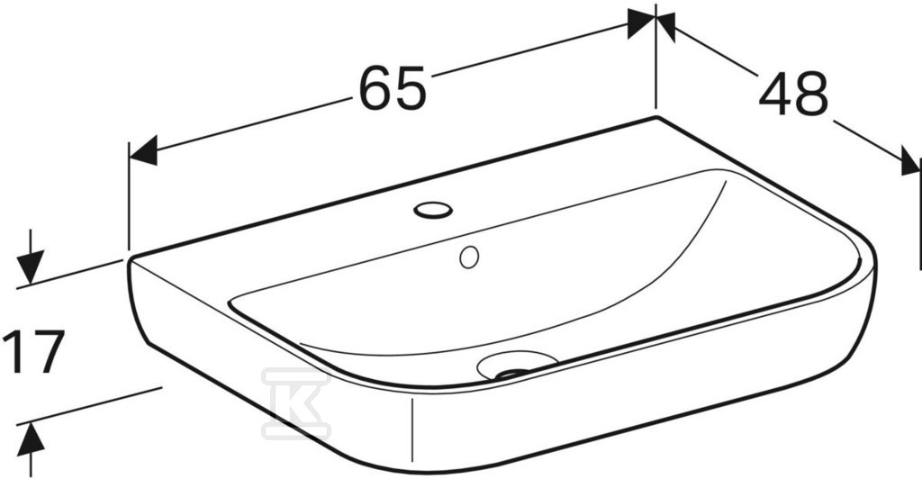 Smyle washbasin, W65 cm, H17 cm, T48 - 500.230.01.1