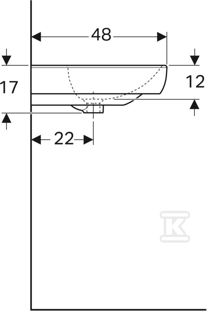 Smyle washbasin, W65 cm, H17 cm, T48 - 500.230.01.1