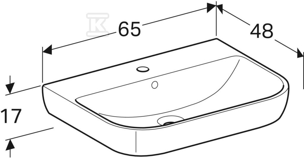 Smyle washbasin, B65 cm, H17 cm, T48 - 500.230.01.8