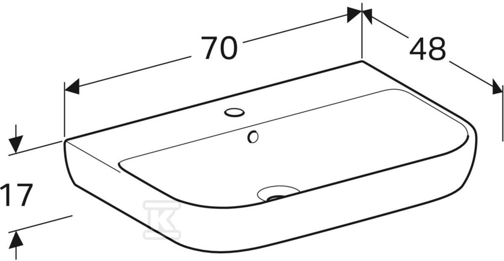 Smyle washbasin, W70 cm, H17 cm, T48 - 500.248.01.1