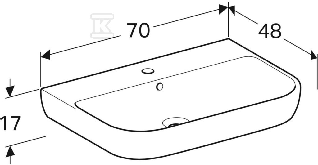 Smyle washbasin, B70 cm, H17 cm, T48 - 500.248.01.8