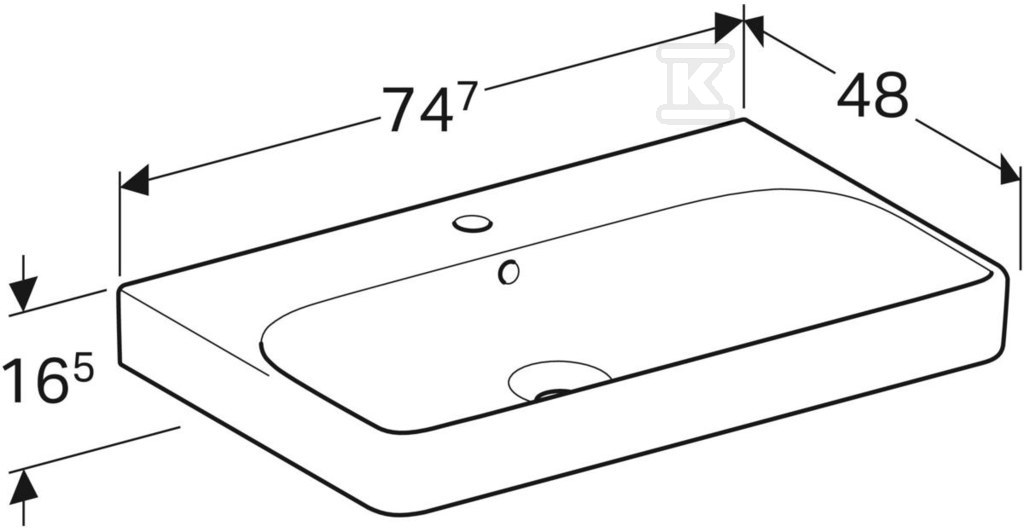 Smyle Quadratisches Waschbecken B75 cm, - 500.249.01.1